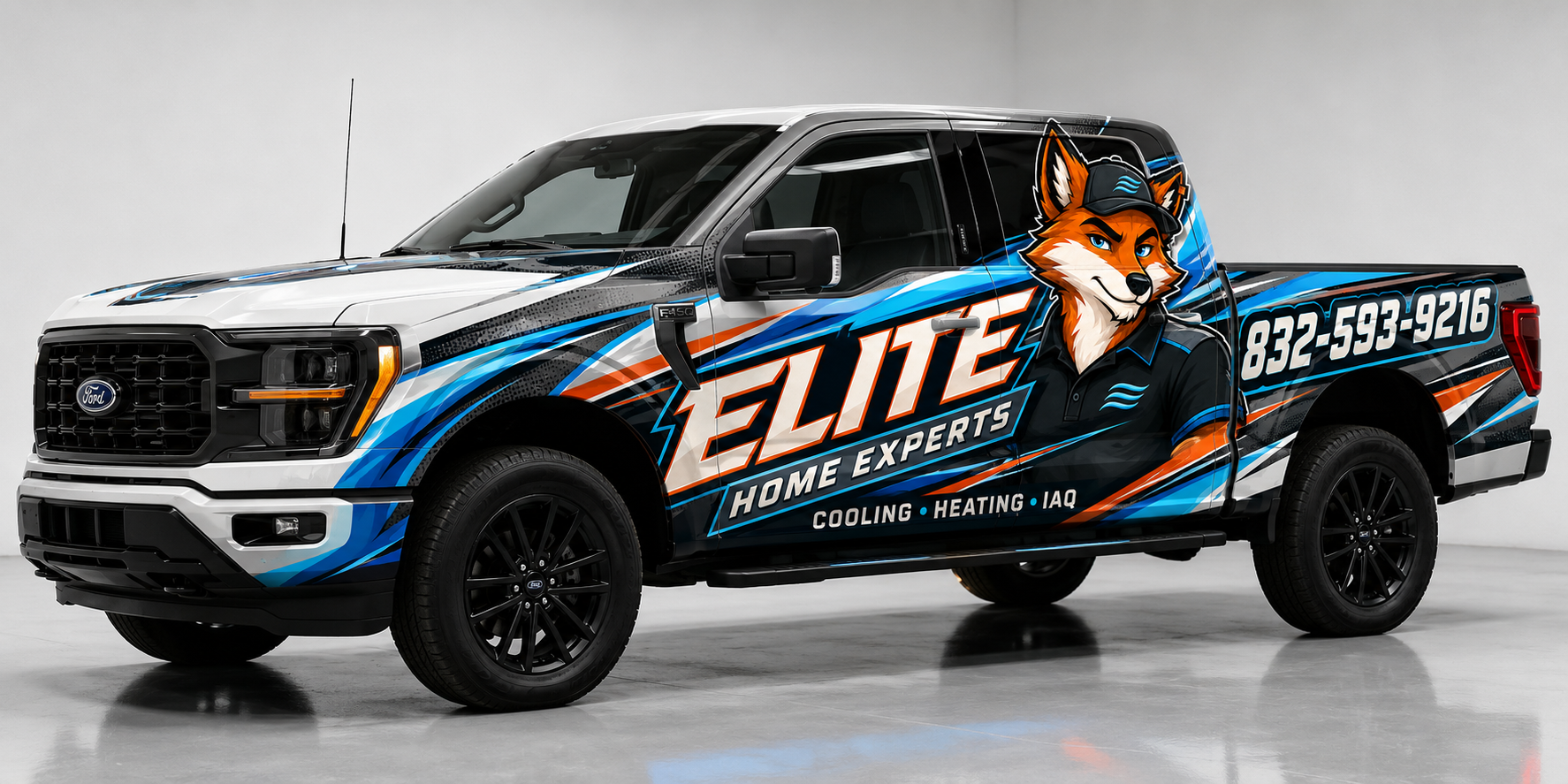 Elite Home Experts fox-branded Ford F-150 service truck